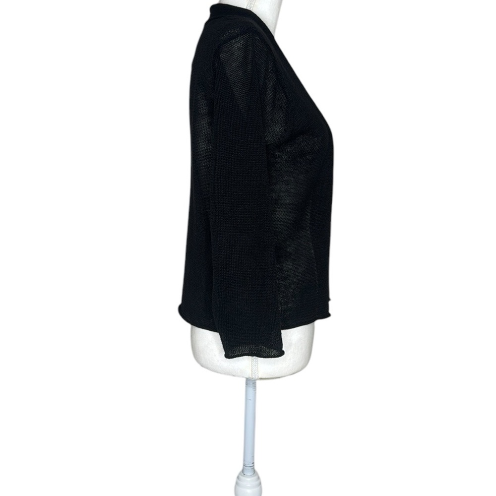 Eileen Fisher Black Women's Linen Cardigan Sweater Minimalist Layering Luxury S - Picture 3 of 10